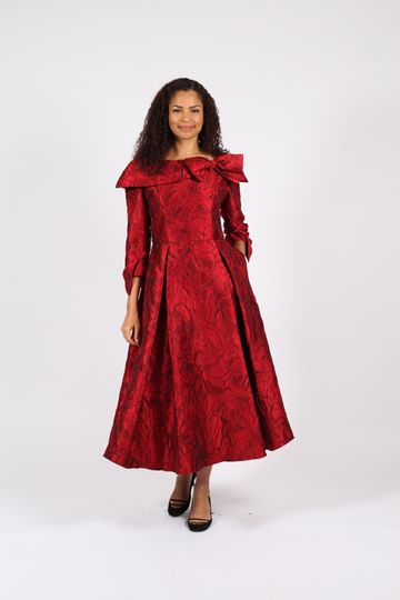 Diana Collection <br> (Spring/Summer 2026) <br> D8757 <br><br>Red <br> 8 10 12 14 16 18 20 22 24<br><br>Brocade<br>1 pc Dress