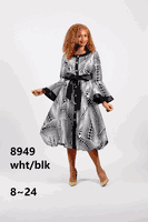 Diana Collection <br> (Spring/Summer 2026) <br> D8949 <br><br>White/Black <br> 8 10 12 14 16 18 20 22 24<br><br>Print<br>1 pc Dress