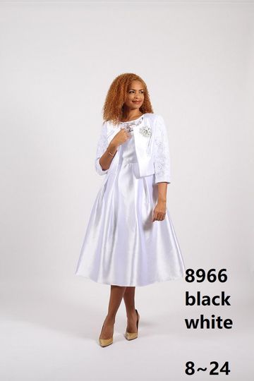 Diana Collection <br> (Spring/Summer 2026) <br> D8966 <br><br>Black  <br>   White <br> 8 10 12 14 16 18 20 22 24<br><br>Silk Twill<br>2 pc Dress