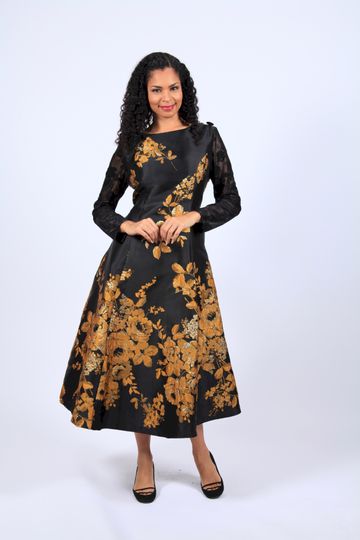 Diana Collection <br> (Spring/Summer 2026) <br> D8663 <br><br>Black/Gold  <br>   Black/Silver  <br>   Black/Red <br> 8 10 12 14 16 18 20 22 24<br><br>Silk Twill<br>1 pc Dress