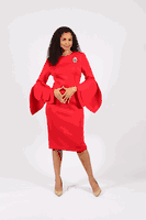 Diana Collection <br> (Spring/Summer 2026) <br> D8668 <br><br>Black  <br>  Red   <br>   White <br> 8 10 12 14 16 18 20 22 24<br><br>Scuba<br>1 pc Dress