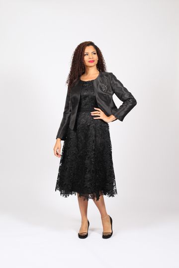 Diana Collection <br> (Spring/Summer 2026) <br> D8768 <br><br>Black  <br>   White <br> 8 10 12 14 16 18 20 22 24<br><br>Lace<br>2 pc Dress