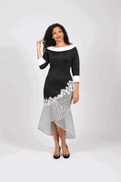 Diana Collection <br> (Spring/Summer 2026) <br> D8851 <br><br>Black/White  <br>   Navy/White <br> 8 10 12 14 16 18 20 22 24<br><br>Scuba<br>1 pc Dress