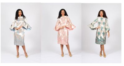 Diana Collection <br> (Spring/Summer 2026) <br> D8736 <br><br>Green  <br>   Pink  <br>   Royal  <br>   Sky-Blue <br> 8 10 12 14 16 18 20 22 24<br><br>Brocade<br>1 pc Dress