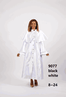 Diana Collection <br> (Spring/Summer 2026) <br> D9077 <br><br>Black  <br>   White <br> 8 10 12 14 16 18 20 22 24<br><br>Silk Twill<br>1 pc Robe