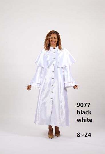 Diana Collection <br> (Spring/Summer 2026) <br> D9077 <br><br>Black  <br>   White <br> 8 10 12 14 16 18 20 22 24<br><br>Silk Twill<br>1 pc Robe