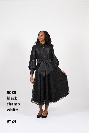 Diana Collection <br> (Spring/Summer 2026) <br> D9083-BL <br><br>Black <br> 8 10 12 14 16 18 20 22 24<br><br>Lace<br>1 pc Dress