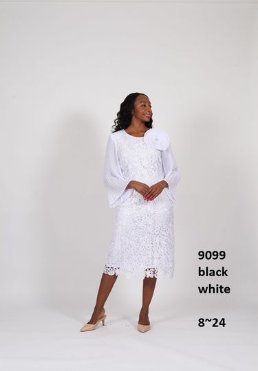 Diana Collection <br> (Spring/Summer 2026) <br> D9099 <br><br>Black  <br>   White <br> 8 10 12 14 16 18 20 22 24<br><br>Lace<br>1 pc Dress