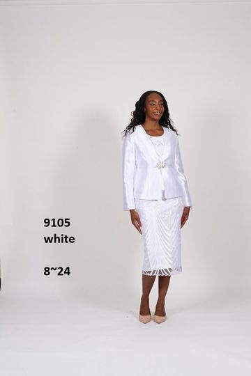 Diana Collection <br> (Spring/Summer 2026) <br> D9105 <br><br>White <br> 8 10 12 14 16 18 20 22 24<br><br>Lace<br>3 pc Suit