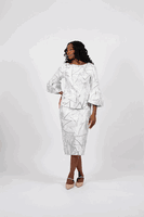 Diana Collection <br> (Spring/Summer 2026) <br> D9107 <br><br>Silver <br> 8 10 12 14 16 18 20 22 24<br><br>Brocade<br>2 pc Suit