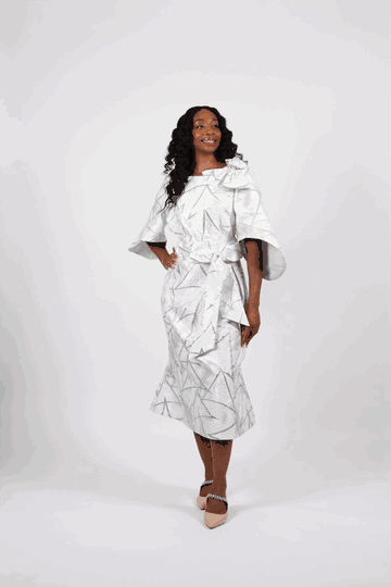 Diana Collection <br> (Spring/Summer 2026) <br> D9108 <br><br>Silver <br> 8 10 12 14 16 18 20 22 24<br><br>Brocade<br>1 pc Dress