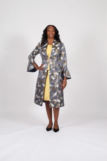 Diana Collection <br> (Spring/Summer 2026) <br> D9110 <br><br>Grey/Multi <br> 8 10 12 14 16 18 20 22 24<br><br>Brocade<br>2 pc Dress