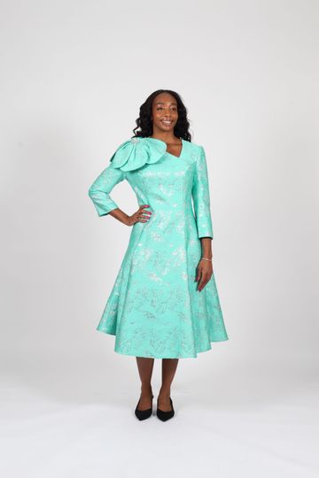 Diana Collection <br> (Spring/Summer 2026) <br> D9111 <br><br>Green <br> 8 10 12 14 16 18 20 22 24<br><br>Brocade<br>1 pc Dress