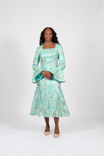 Diana Collection <br> (Spring/Summer 2026) <br> D9117 <br><br>Green <br> 8 10 12 14 16 18 20 22 24<br><br>Organza<br>1 pc Dress