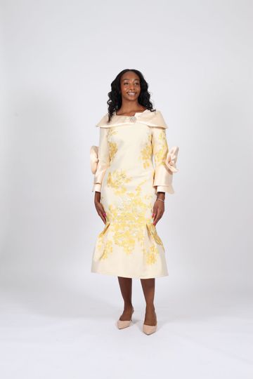 Diana Collection <br> (Spring/Summer 2026) <br> D9136 <br><br>Champagne <br> 8 10 12 14 16 18 20 22 24<br><br>Brocade<br>1 pc Dress