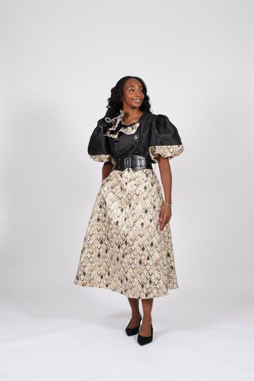 Diana Collection <br> (Spring/Summer 2026) <br> D9140 <br><br>Black/Champagne <br> 8 10 12 14 16 18 20 22 24<br><br>Brocade<br>1 pc Dress