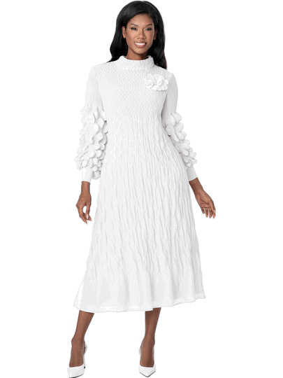 Divine Apparel Holiday <br> (Holiday 2026) <br> DC2091 <br> <br> White <br> M L XL 1x 2x 3x<br><br>1 Piece Pleated Midi Dress <br>