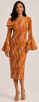 Divine Apparel Holiday <br> (Holiday 2026) <br> DCC309781 <br> <br> Gold/Multi <br> 8 10 12 14 16 18  <br> 16w 18w 20w 22w 24w 26w<br><br>1 Piece Ssequin Midi Dress w/Bell Sleeves <br>