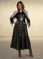 Donna Vinci Couture <br> (Sale) <br> DV5859 <br> <br> BLACK/WHITE <br>14 18 20<br> <br> Dress <br> Faux Leather Fabrics Trimmed With Leatherette Fringe. Belt Included. Donna Vinci Couture <br> (Sale) <br> DV5859 <br> <br> BLACK/WHITE <br>14 18 20<br> <br> Dress <br> Faux Leather Fabrics Trimmed With Leatherette Fringe. Belt Included.