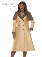 Donna Vinci Couture <br> (Fall/Holiday 2026) <br> DV12290 <br> <br> GOLD <br> 10 12 14 16 18 20 22 24<br> <br> Dress <br> Virtual Silk Look Fabric Designed With Black/Gold Novelty Fabric With Rhinestones & Beautiful Updated Buttons