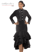Donna Vinci Couture <br> (Fall/Holiday 2026) <br> DV12301-BL <br> <br> BLACK <br> 8 10 12 14 16 18 20 22<br> <br> Dress <br> Poly/Spandex Fabric Trimmed With Rhinestones