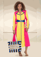 Donna Vinci Couture <br> (Spring/Summer 2026) <br> DV12197 <br> <br> MULTI <br> 8 10 12 14 16 18 20<br> <br> Dress <br> Exclusive Peach Skin Fabric In Multiple Colors With Rhinestone Buckle Belt.