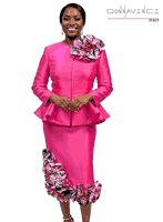 Donna Vinci Couture <br> (Spring/Summer 2026) <br> DV12164-HO <br> <br> HOT-PINK <br> 8 10 12 14 16 18 20 22<br> <br> 2pc. Jacket & Skirt Set <br> Virtual Silk Look Fabric Designed With Ruffled Novelty Fabric.