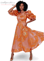 Donna Vinci Couture <br> (Spring/Summer 2026) <br> DV12266-TA <br> <br> Tangerine <br> 4 6 8 10 12 14 16 18 20<br> <br> Dress <br> Exclusive Novelty Fabric in 3D