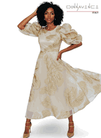 Donna Vinci Couture <br> (Spring/Summer 2026) <br> DV12266-TA <br> <br> TAN <br> 4 6 8 10 12 14 16 18 20<br> <br> Dress <br> Exclusive Novelty Fabric in 3D