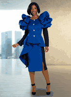 Donna Vinci <br> (Sale) <br> DV12130 <br> <br> ROYAL/BLACK <br> 18 22<br> <br> 2pc. Jacket & Skirt Set <br> Poly/Spandex Fabric With Rhinestone Buttons. Donna Vinci <br> (Sale) <br> DV12130 <br> <br> ROYAL/BLACK <br> 18 22<br> <br> 2pc. Jacket & Skirt Set <br> Poly/Spandex Fabric With Rhinestone Buttons.