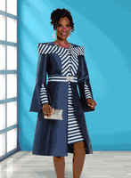 Donna Vinci <br> (Sale) <br> DV12131 <br> <br> NAVY/WHITE <br> 14 <br> <br> Dress <br> Virtual Silk Fabrics With Beautiful Stone Trimmed Buckle. Donna Vinci <br> (Sale) <br> DV12131 <br> <br> NAVY/WHITE <br> 14 <br> <br> Dress <br> Virtual Silk Fabrics With Beautiful Stone Trimmed Buckle.