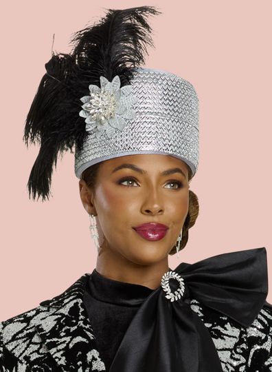 Donna Vinci Hats <br> (Fall 2025) <br> HAT<br>DV-H12214 <br> <br> Silver/Black