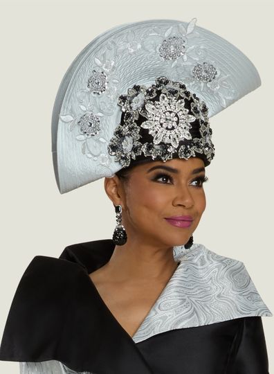 Donna Vinci Hats <br> (Fall 2025) <br> HAT<br>DV-H12220 <br> <br> Black/Silver