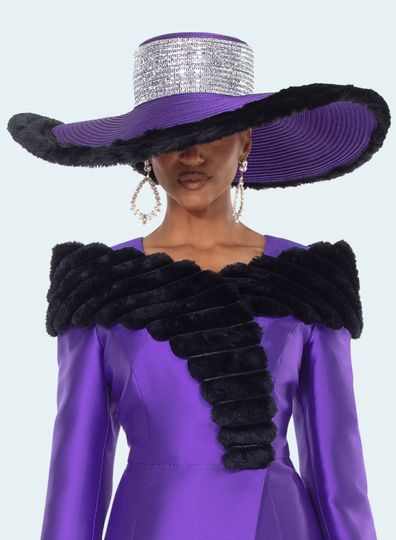 Donna Vinci Hats <br> (Fall 2025) <br> HAT<br>DV-H12222-Pu <br> <br> Purple/Black