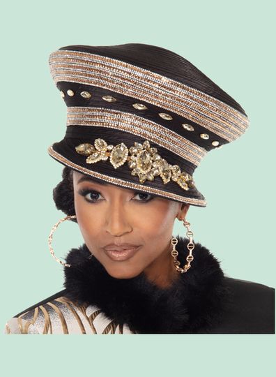 Donna Vinci Hats <br> (Fall 2025) <br> HAT<br>DV-H12224 <br> <br> Black/Gold