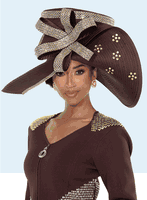 Donna Vinci Hats <br> (Fall 2025) <br> HAT<br>DV-H13453-Br <br> <br> Brown/Gold
