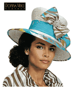 Donna Vinci Hats <br> (Spring/Summer 2026) <br> HAT<br>DV-H12248-WH <br> <br> WHT/COFF/TURQ