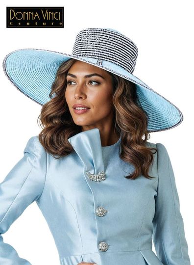 Donna Vinci Hats <br> (Spring/Summer 2026) <br> HAT<br>DV-H12252-IC <br> <br> ICE-BLUE/BLK