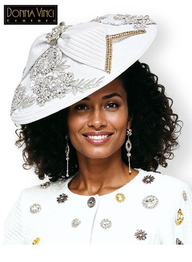 Donna Vinci Hats <br> (Spring/Summer 2026) <br> HAT<br>DV-H13459-PU <br> <br> PURE-WHITE
