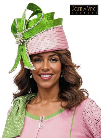 Donna Vinci Hats <br> (Spring/Summer 2026) <br> HAT<br>DV-H13461-PI <br> <br> PINK/LIME