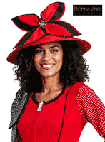 Donna Vinci Hats <br> (Spring/Summer 2026) <br> HAT<br>DV-H13461-RE <br> <br> RED/BLK