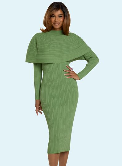 Donna Vinci Knits <br> (Fall 2025) <br> DVK13444-SA <br> <br> SAGE <br> 8 10 12 14 16 18 20<br> <br> Dress <br> Exclusive Textured Knitted Yarn