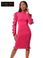 Donna Vinci Knits <br> (Fall/Holiday 2026) <br> DVK13469-FU <br> <br> FUCHSIA <br> 8 10 12 14 16 18 20 22<br> <br> Dress <br> Exclusive Knitted Yarn, Designed With Rhinestones