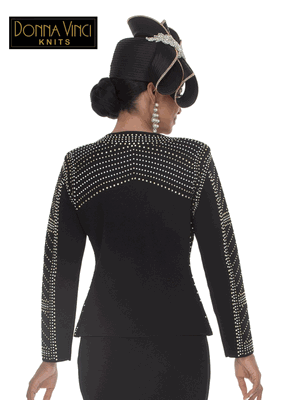 Donna Vinci Knits <br> (Fall/Holiday 2026) <br> DVK13471-RO <br> <br> ROYAL <br> 6 8 10 12 14 16 18 20<br> <br> 2pc. Jacket & Skirt Set <br> Exclusive Knitted Yarn, Designed With Rhinestones & Pearls