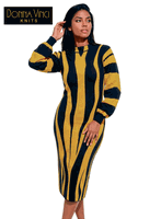 Donna Vinci Knits <br> (Fall/Holiday 2026) <br> DVK13481-CA <br> <br> CARAMEL/BLACK <br> 6 8 10 12 14 16 18 20<br> <br> Dress <br> Exclusive Knitted Yarns