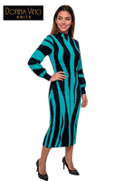 Donna Vinci Knits <br> (Fall/Holiday 2026) <br> DVK13481-HU <br> <br> HUNTER-GREEN/BLACK <br> 6 8 10 12 14 16 18 20<br> <br> Dress <br> Exclusive Knitted Yarns
