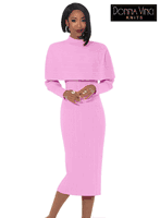 Donna Vinci Knits <br> (Spring/Summer 2026) <br> DVK13444-PI <br> <br> PINK <br> 8 10 12 14 16 18 20<br> <br> Dress <br> Exclusive Textured Knitted Yarn