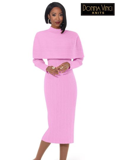 Donna Vinci Knits <br> (Spring/Summer 2026) <br> DVK13444-PI <br> <br> PINK <br> 8 10 12 14 16 18 20<br> <br> Dress <br> Exclusive Textured Knitted Yarn