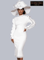 Donna Vinci Knits <br> (Spring/Summer 2026) <br> DVK13469 <br> <br> PURE-WHITE <br> 10 12 14 16 18 20 22 24<br> <br> Dress <br> Exclusive Knitted Yarn, Designed With Rhinestones