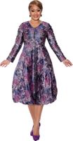 Dorinda Clark Cole <br> (SALE) <br> DCC5051-Pu <br> <br> Purple <br> 10 18 20w 22w 26w<br><br>Embellished Zipper Bubble Dress